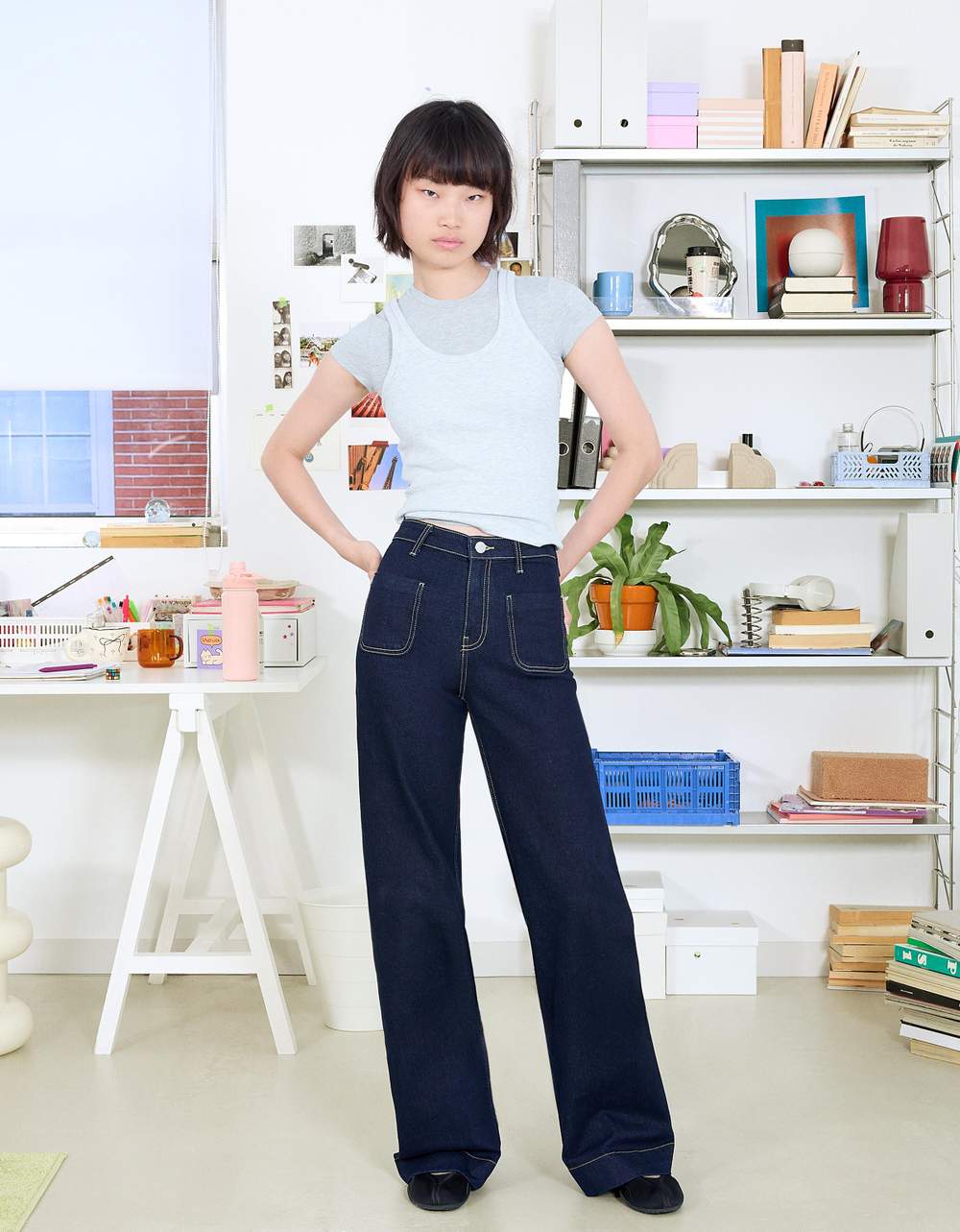 High-waist wide-leg seamless pocket jeans — Product image 3 of 7