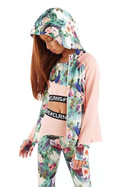 Shirley Çiçek Desenli Kapişonlu Kız Çocuk Sweatshirt Hırka