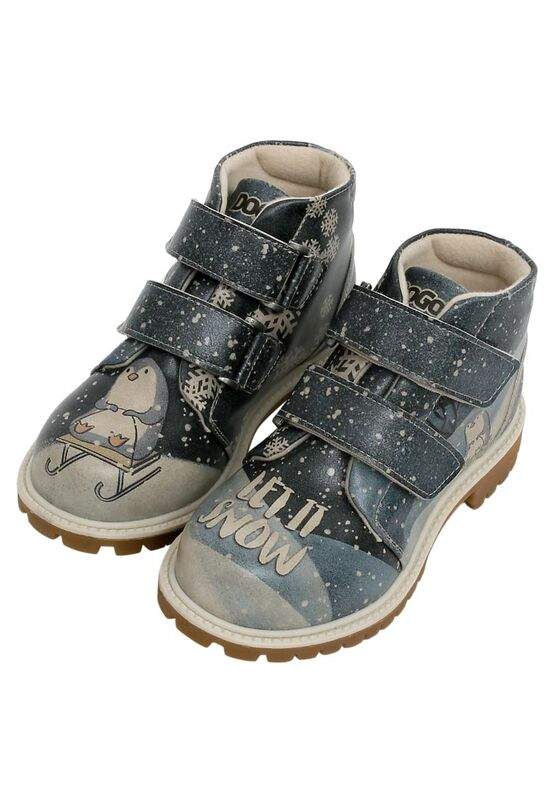 Kids Vegan Leather Navy Long Boots - Let it Snow Design — Product image 3 of 7