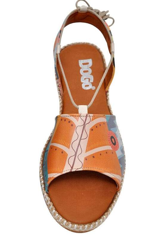 Women Vegan Leather Orange Lace Up Sandals - Welcome to the Tribe Design — Product image 5 of 7