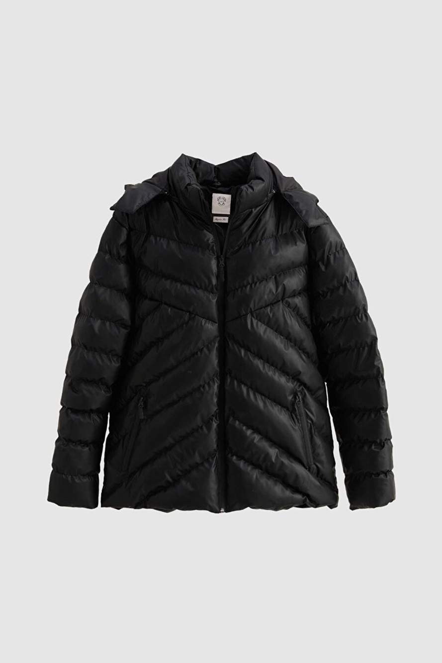 Ds Groom Slim Fit Black Water Pusher Ruzgar Gecirmez Fiber Filled Leather Goluumlu Ckarliz Kapusonl — Product image 6 of 7