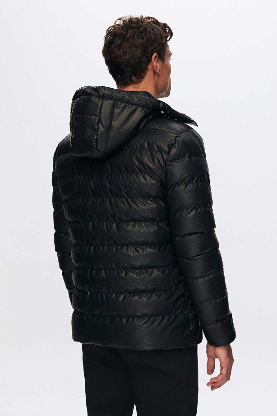 Ds Groom Slim Fit Black Water Pusher Ruzgar Gecirmez Fiber Filled Leather Goluumlu Ckarliz Kapusonl — Product image 5 of 7