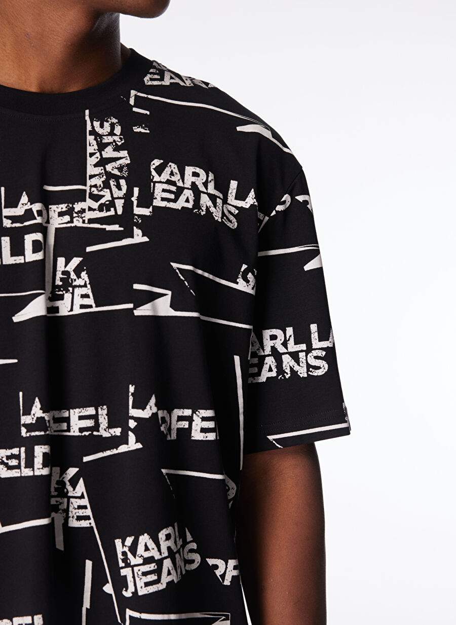 Karl Lagerfeld Jeans Siyah Beyaz Erkek T Shirt 240d1709 Klj Relaxed Sslv Aop Logo — Product image 4 of 5