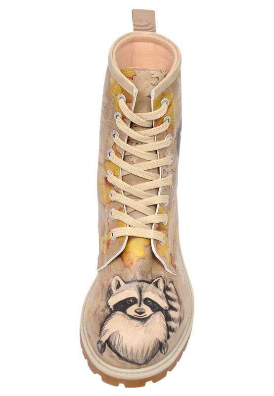 Women Vegan Leather Beige Long Boots - Raccoon Design — Product image 5 of 7