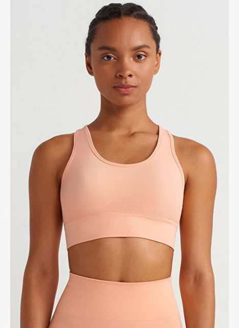 Jacquard Sports Bra Peach Feather
