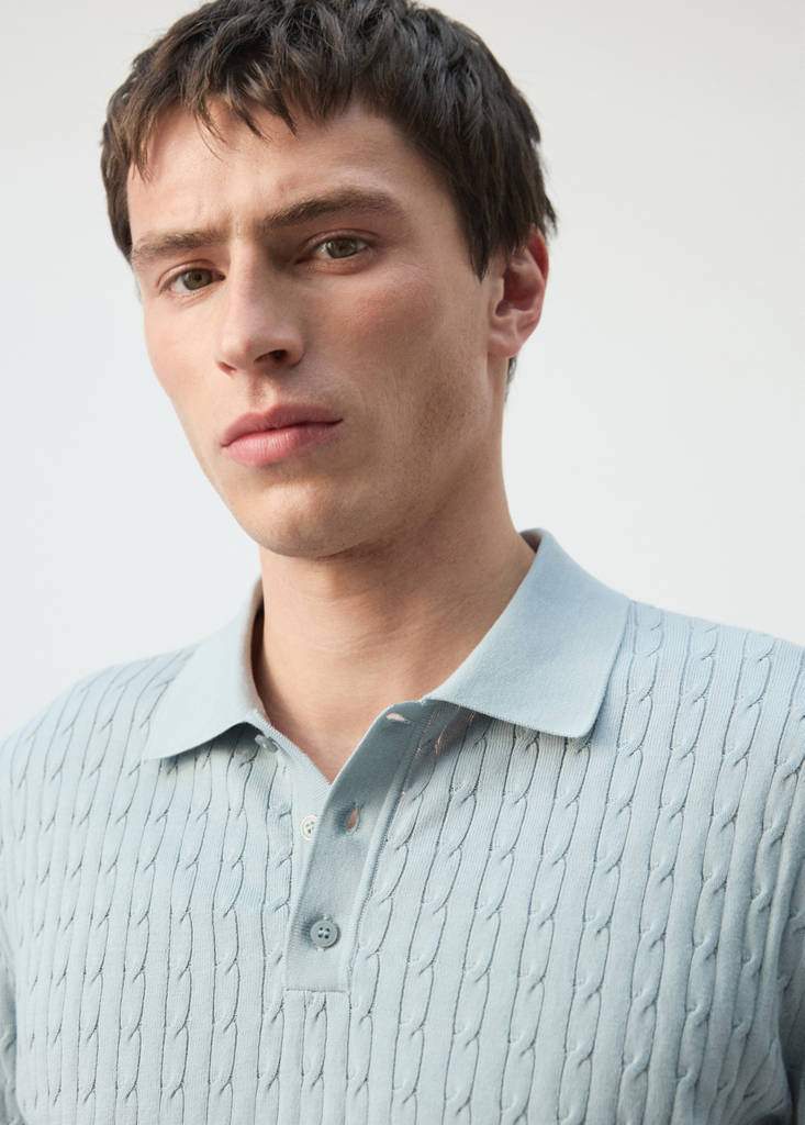 100% cotton braided knitted polo shirt — Product image 5 of 29