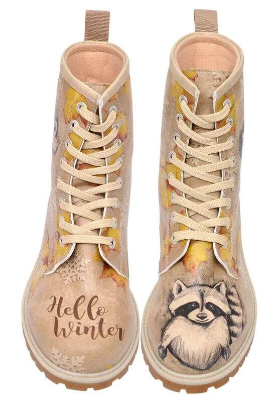 Women Vegan Leather Beige Long Boots - Raccoon Design — Product image 3 of 7