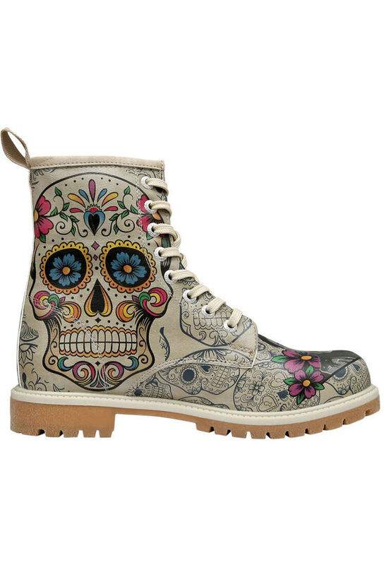 Women Vegan Leather Beige Long Boots - Remembrance Of Frida Kahlo Design — Product image 5 of 8