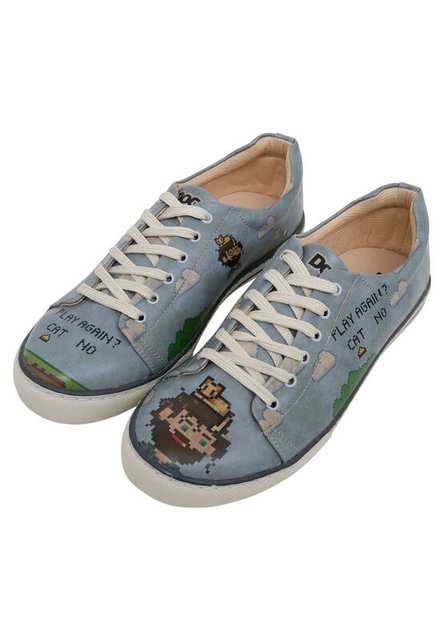 Men Vegan Leather Blue Sneakers - Play Again Design