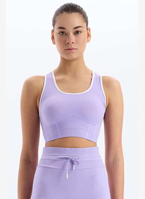 Line Detailed Eyelash Sports Bra Amethyst Purple