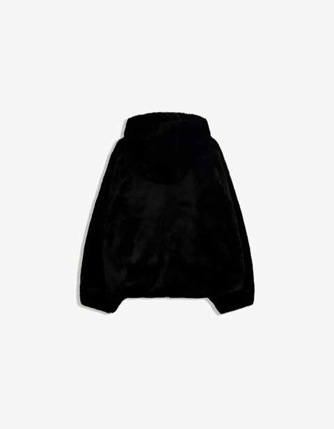 Hooded faux fur jacket
