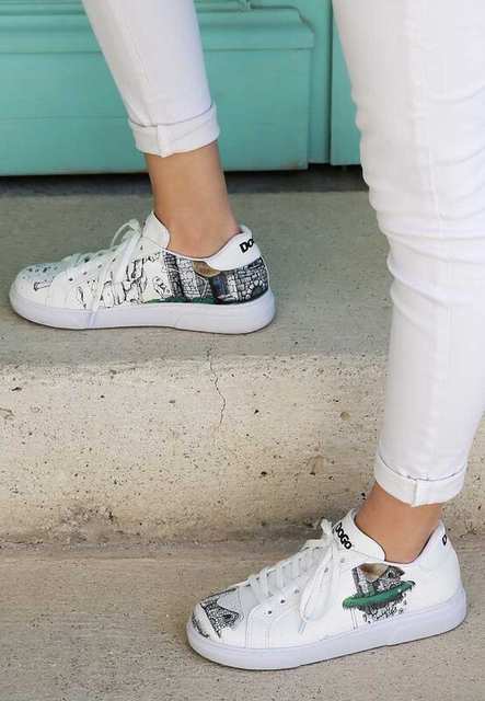 Women Vegan Leather White Sneakers - Time To Go Design