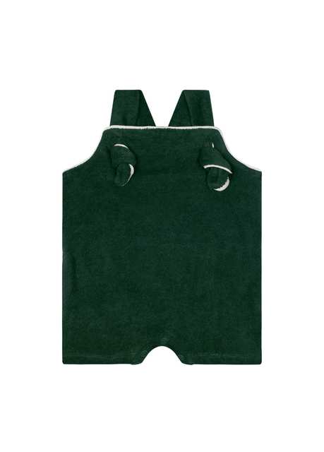 White Contrast Detailed Green Shorts Unisex Baby Salopet