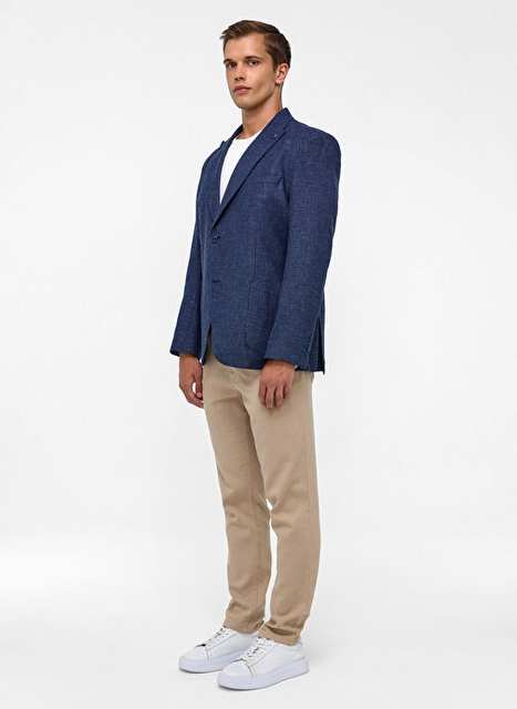 Cavalry Blue Men's Regular Fit Patterned Jacket CT2004800281