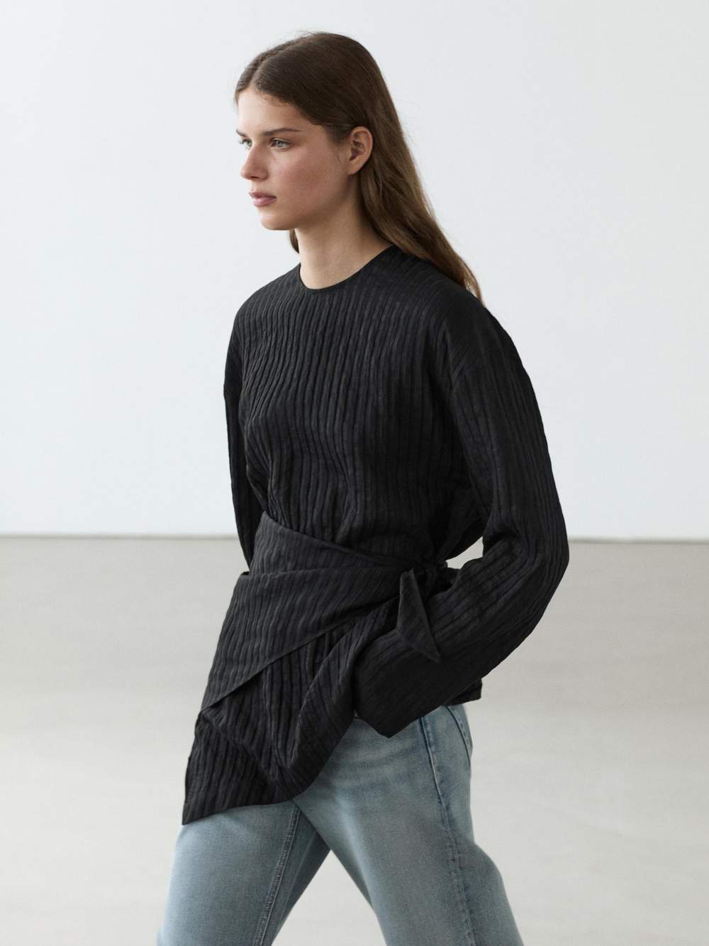 Striped flowing shirt with scarf detail — Product image 8 of 22