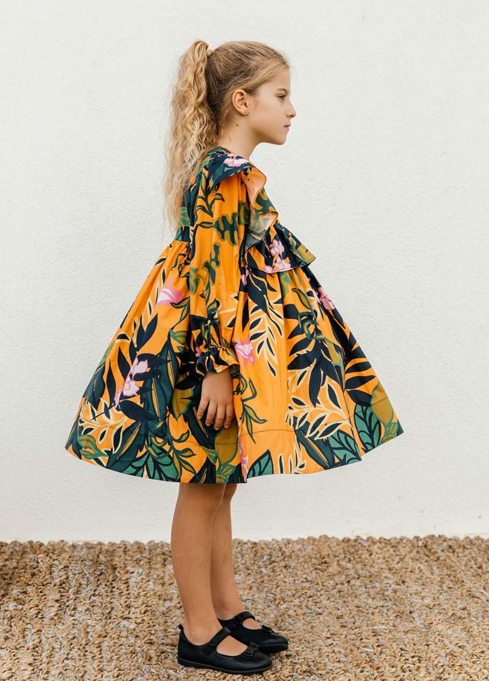 Colored Cotton Poplin Girl Dress With Retro Pattern — Product image 3 of 4