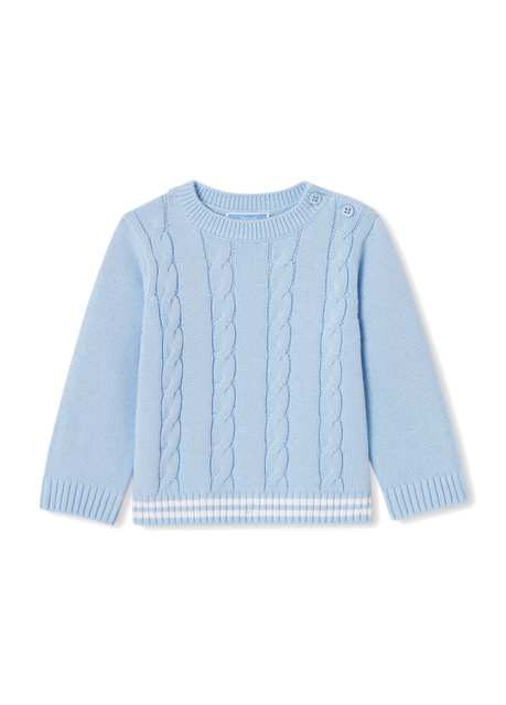 Blue Knit Patterned Boy Baby Sweater Sweater