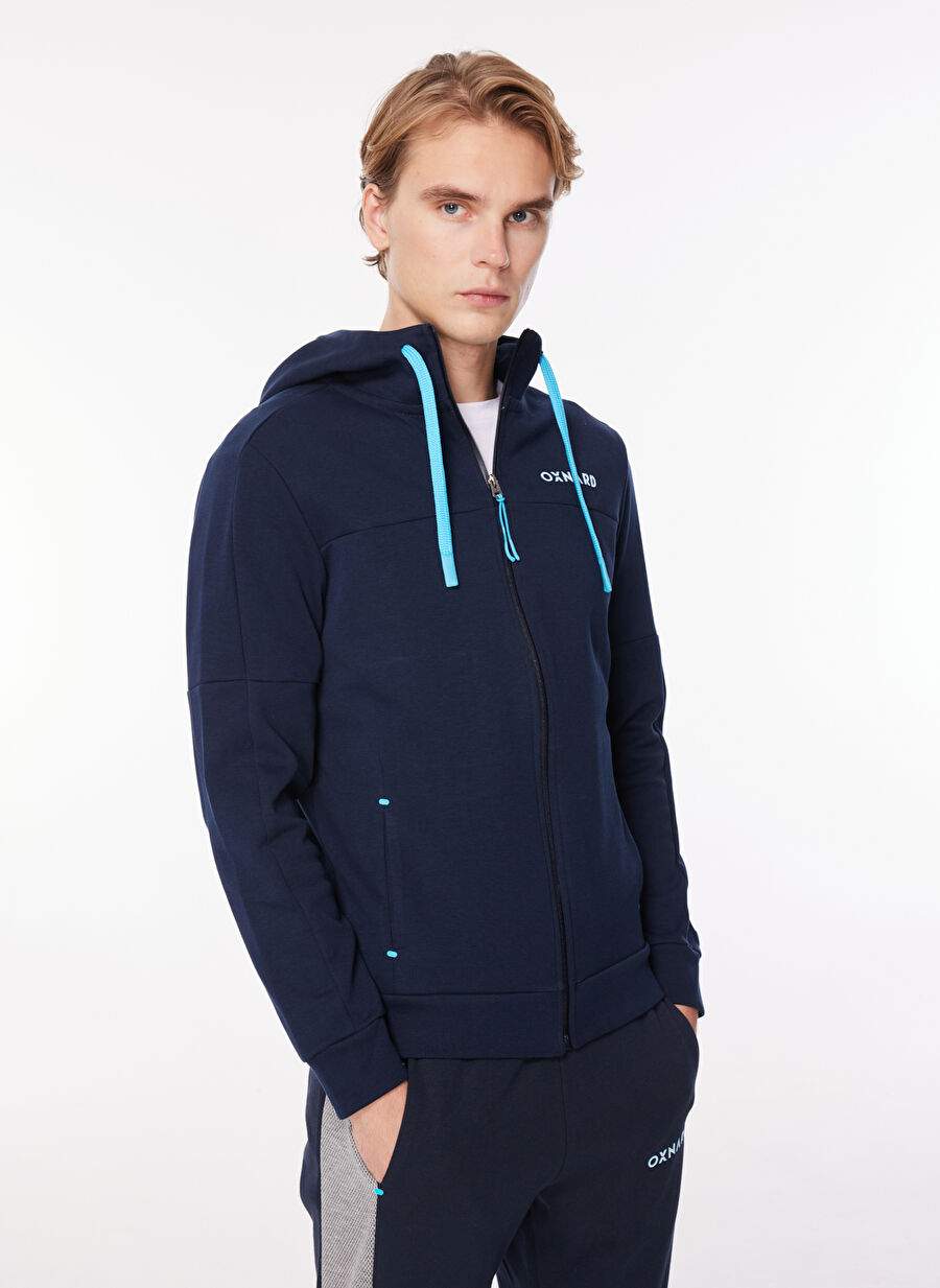 Oxnard Blue Men's Stand-Up Collar Straight Sweatshirt OXM6034_COLE-ZIPPER — Product image 3 of 5
