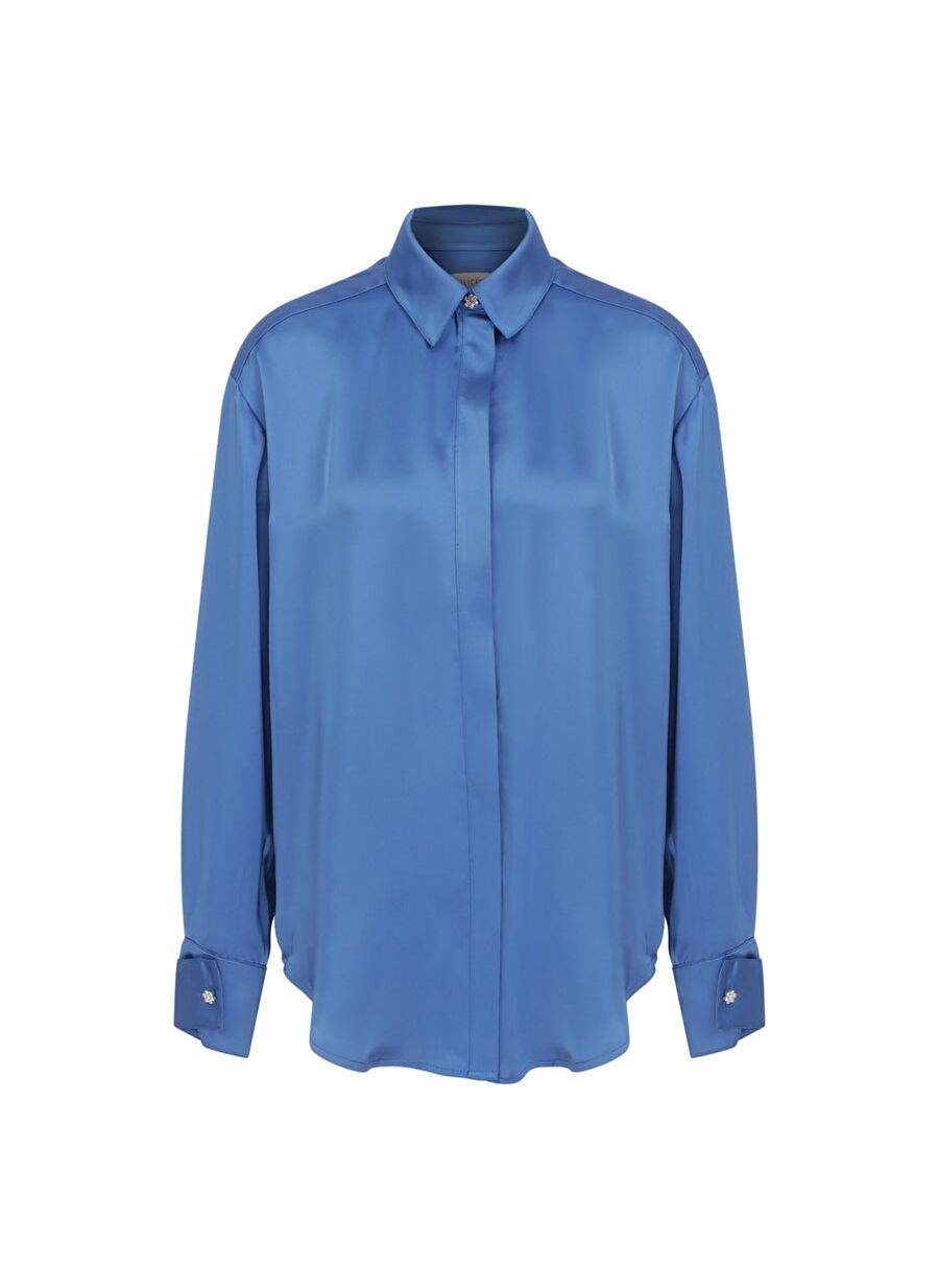 Ravenna Satin Shirt French Blue — Product image 5 of 5