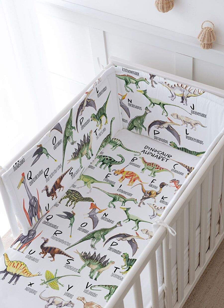 Baby Bedside Protective and Printed Sheets Sleep Set - Iconic Series - Dinosaur Alphabet — صورة المنتج 3 من 5