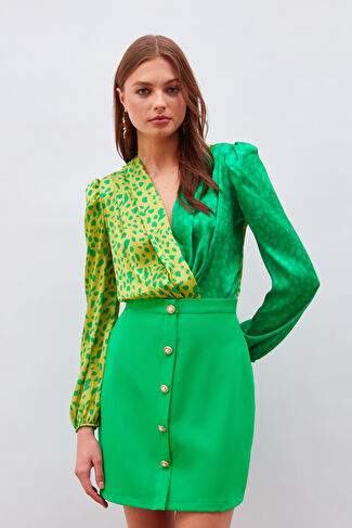 Kruvaze Desenli Bodysuit Sar Ekru — Product image 10 of 30