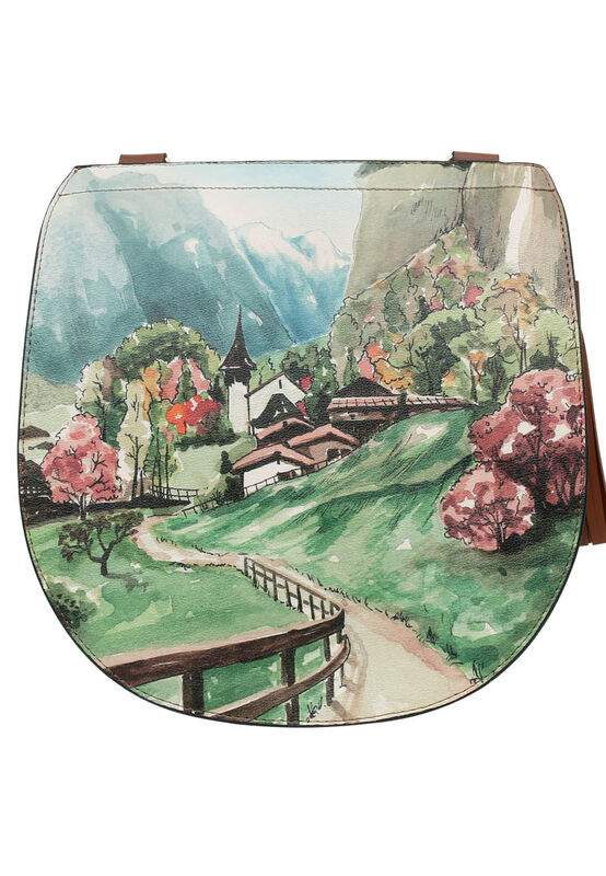 Women Vegan Leather Multicolor Shoulder Bag - Alpine Meadows Design — Product image 3 of 5