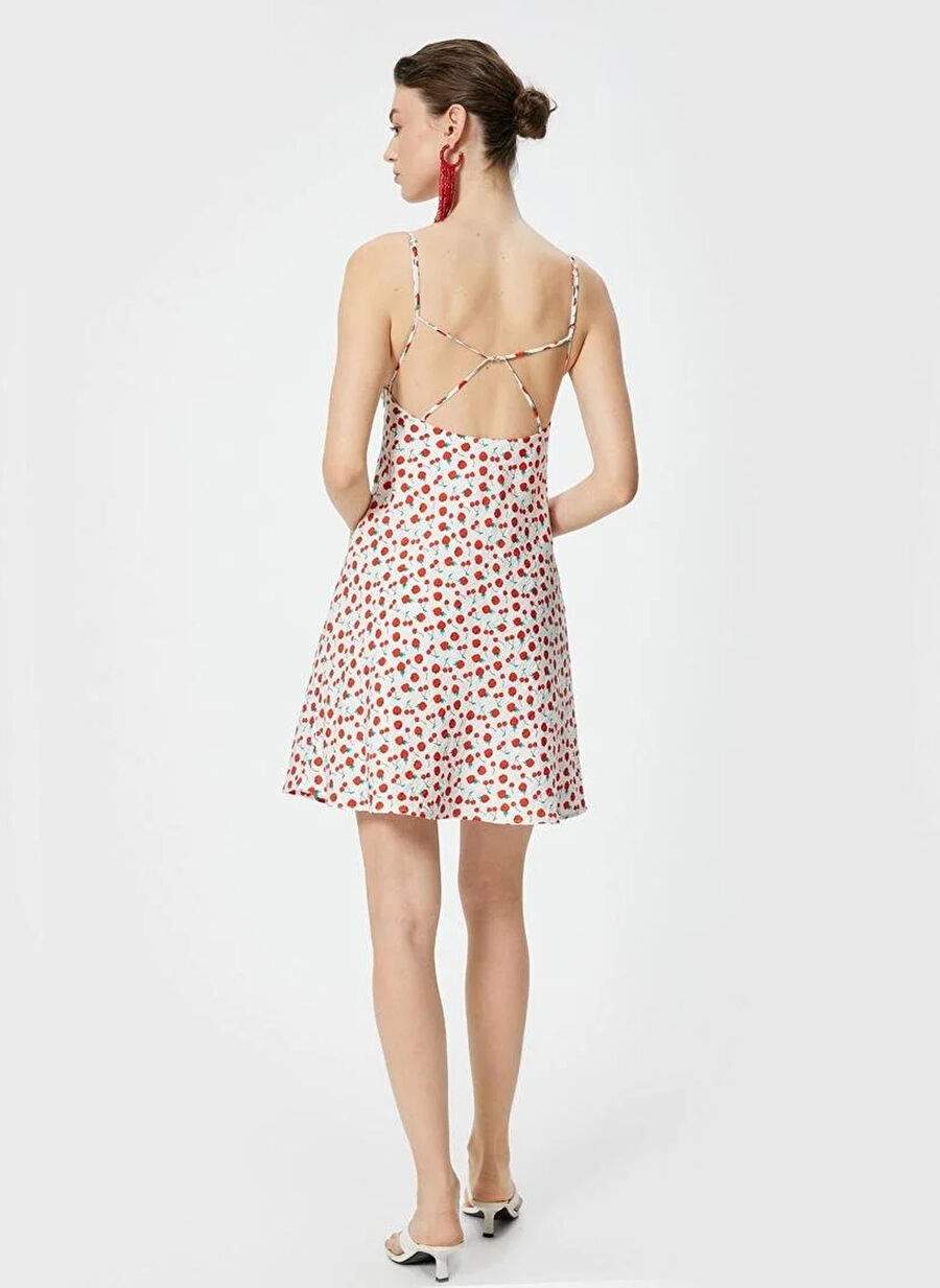 Cotton V-neck Red Mini Women's Dress 4SAK80451PW — Product image 5 of 5