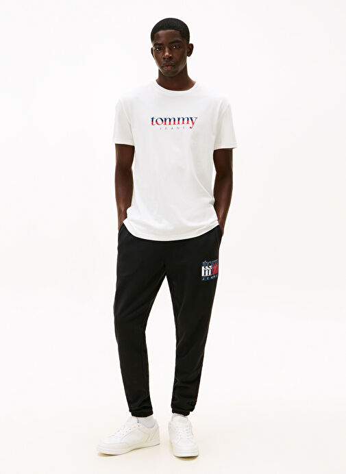 تومي جينز الرجال السود Sweatpant Dm0dm22094bds Tjm سليم Rwb العلم سوي — صورة المنتج 4 من 20