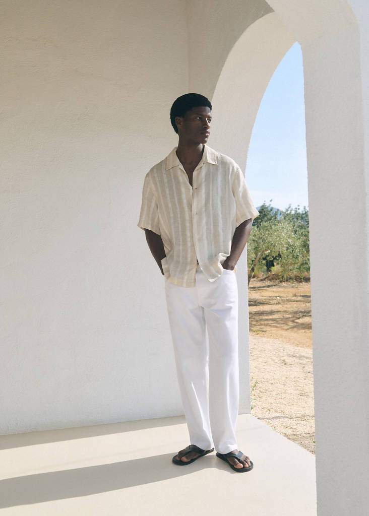 Striped linen shirt with a bowling collar — Product image 8 of 10