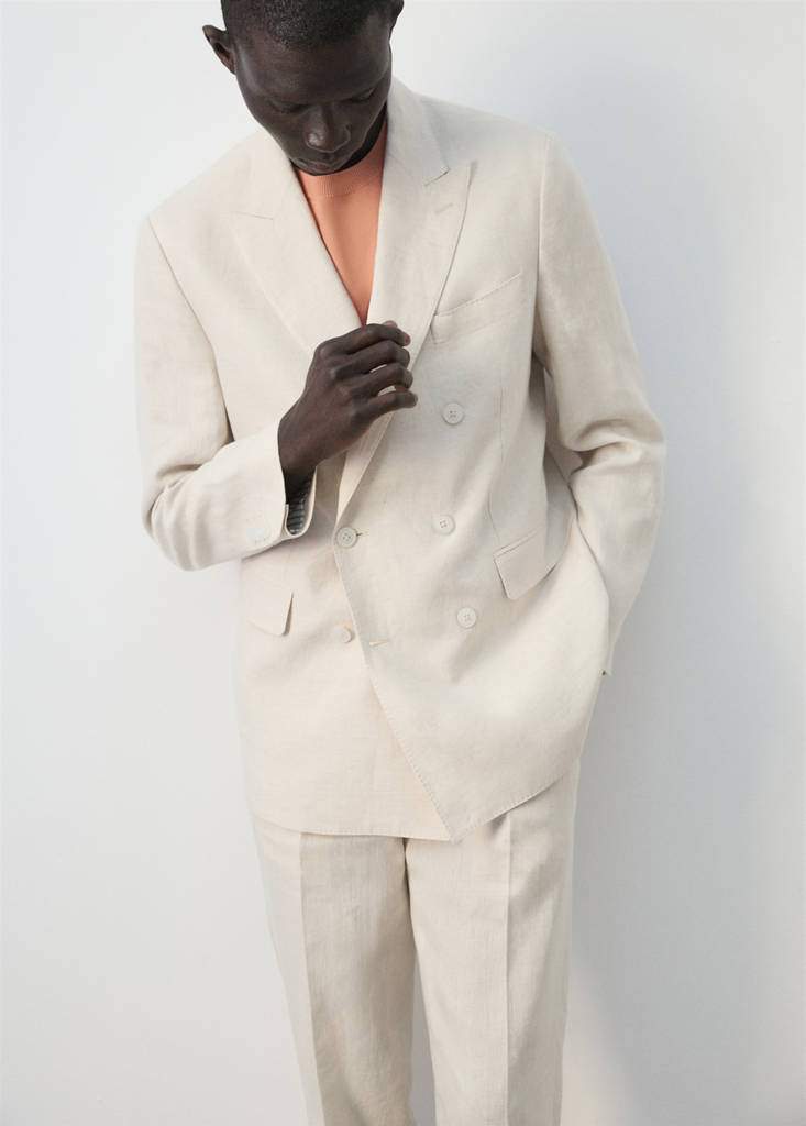Amalfi 100% linen slim-fit double-breasted suit jacket — Product image 5 of 9