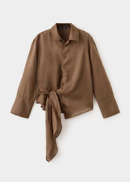 100% ramie blouse with tie