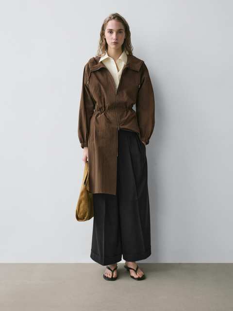 Long technical fabric parka