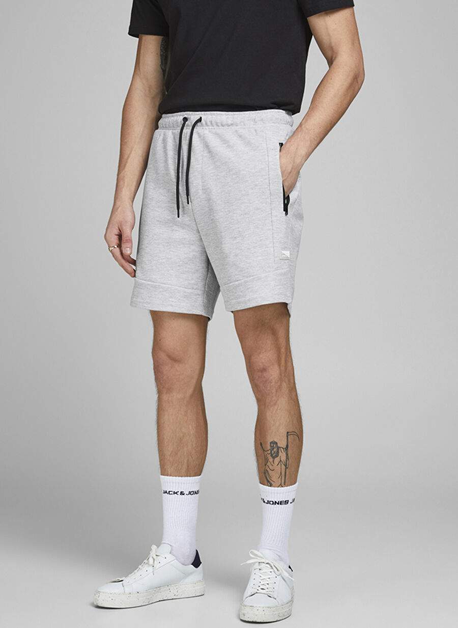 Jack & Jones 12186750_Jjiair Sweat Shorts Nb Sts Standart Kalıp Düz Açık Gri Erkek Sweat Şort — صورة المنتج 4 من 8