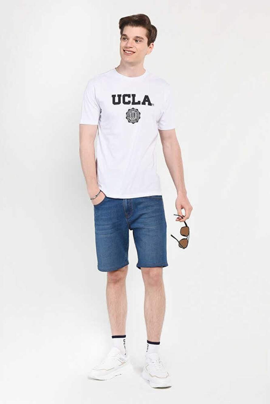GAYLEY Beyaz Bisiklet Yaka Baskılı Standard Fit Erkek Tshirt — Product image 4 of 5