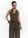 Pailey Low-cut Khaki Vest Pants Set — Product image 8 of 40