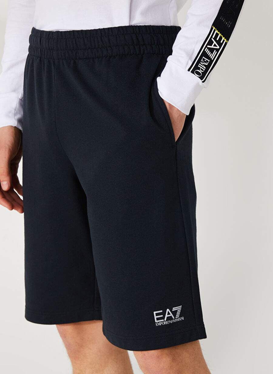 Dark Blue Men's 100% Cotton Regular Fit Shorts 8NPS02PJ05Z0578 — Product image 4 of 4