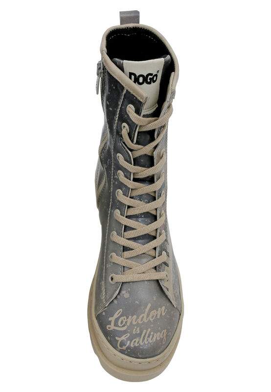 Women Vegan Leather Gray Zipper Long Boots - London is Calling Design — Product image 5 of 8