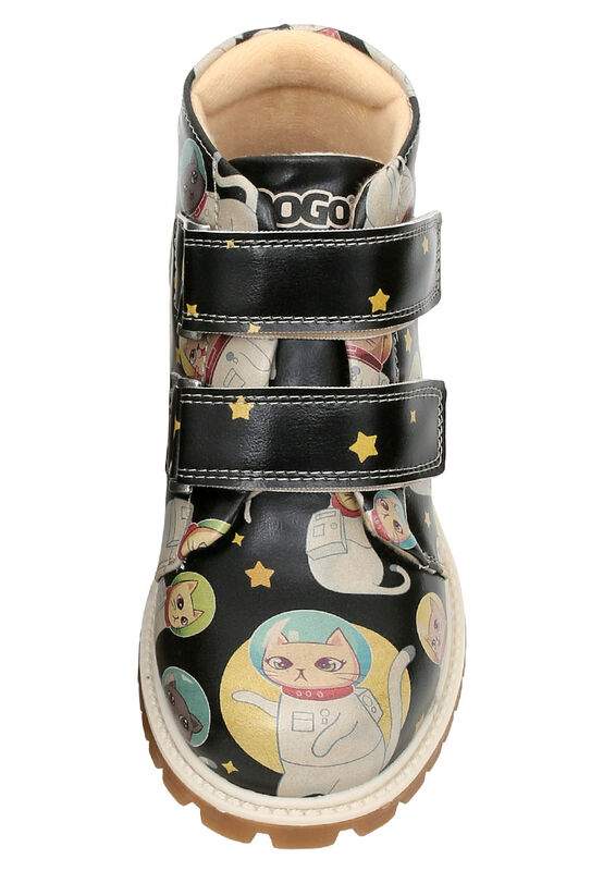Kids Vegan Leather Black Boots - Cats of Space Design — Product image 5 of 7