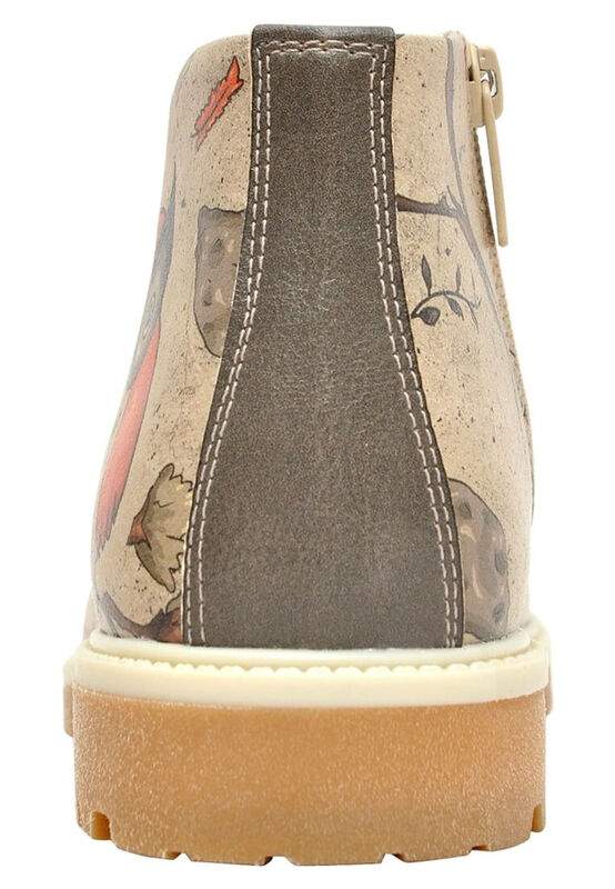 Women Vegan Leather Beige Zipper Ankle Boots - Night Owl Design — Product image 6 of 7