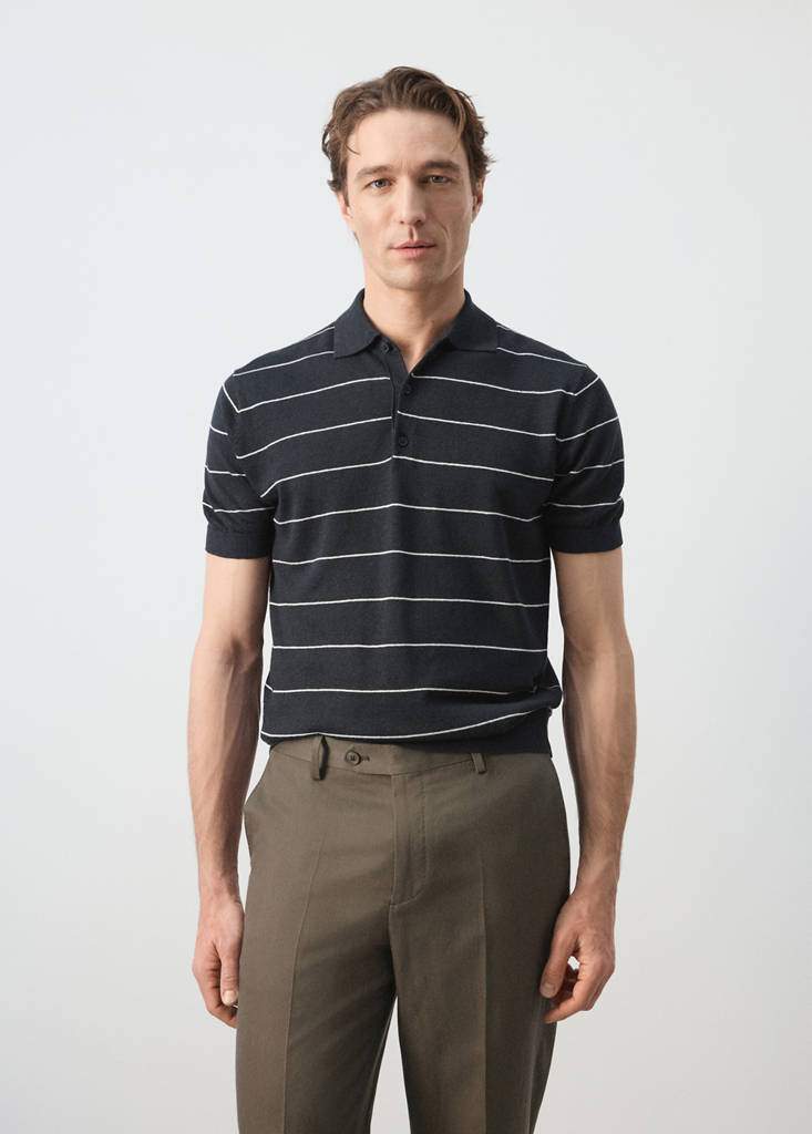 Linen blend striped polo shirt — Product image 3 of 9