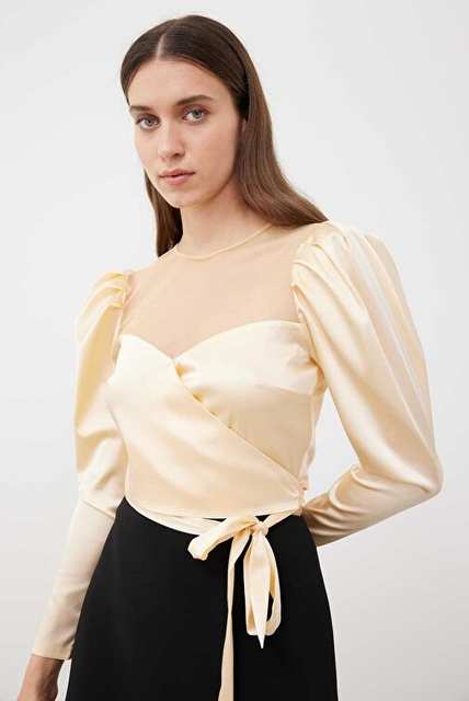 Tulle Detailed Blouse Beige K2313033_024