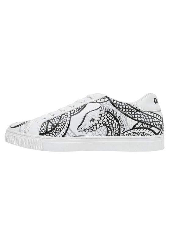Men Vegan Leather White Sneakers - The Power Of The Dragon Design — Product image 5 of 9
