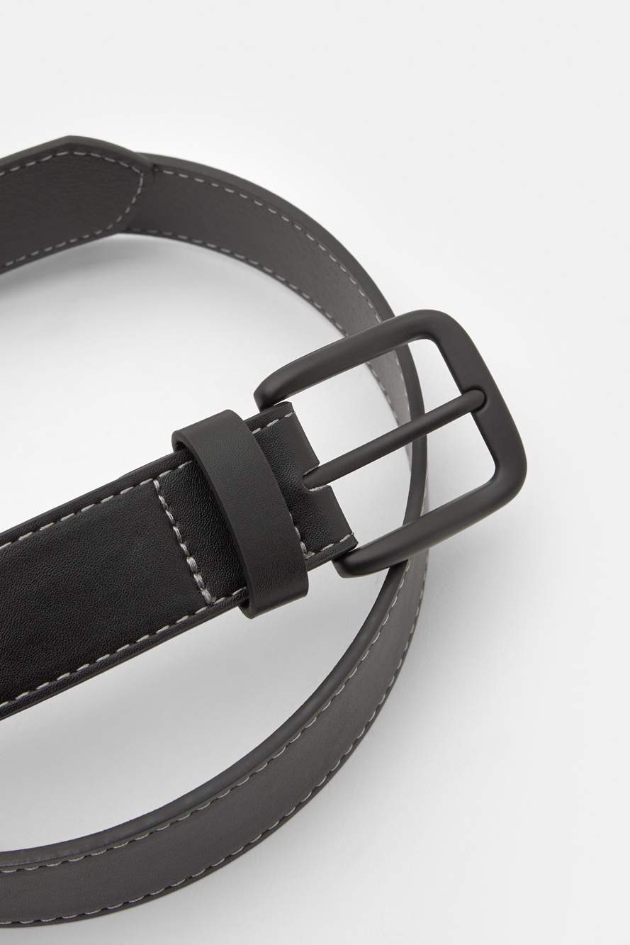 Leather effect belt with stitching — صورة المنتج 3 من 7