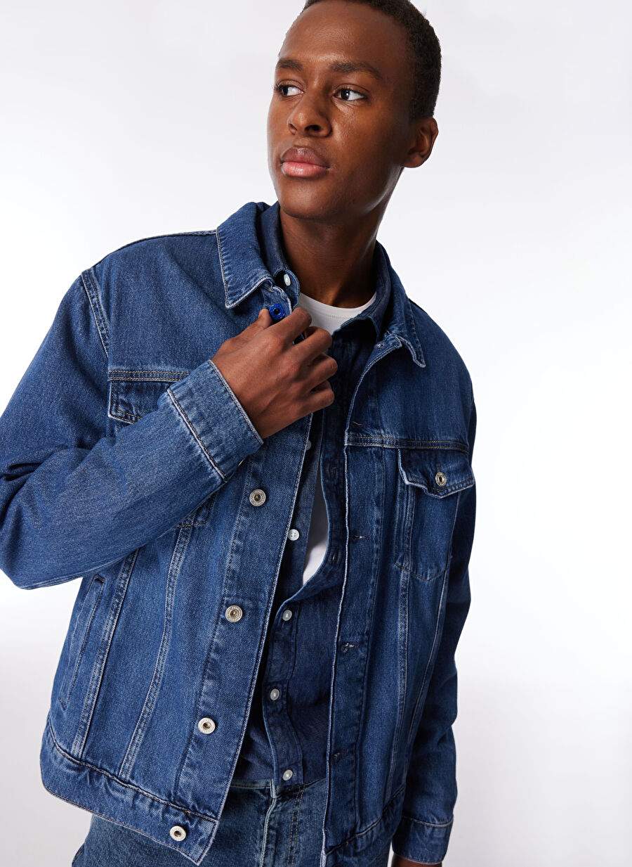 Karl Lagerfeld Jeans Navy Men's Regular Fit Denim Jacket 240d1404 Klj Regular Denim Jacket — Product image 3 of 6