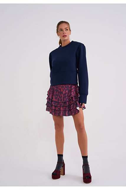 Luna Kadn Vatkal Navy Sweat Crop