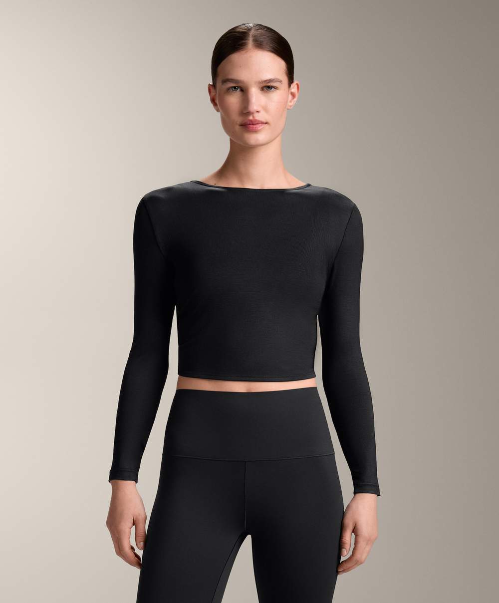 Multi-position long sleeve knotted lyocell blend T-shirt — Product image 14 of 15