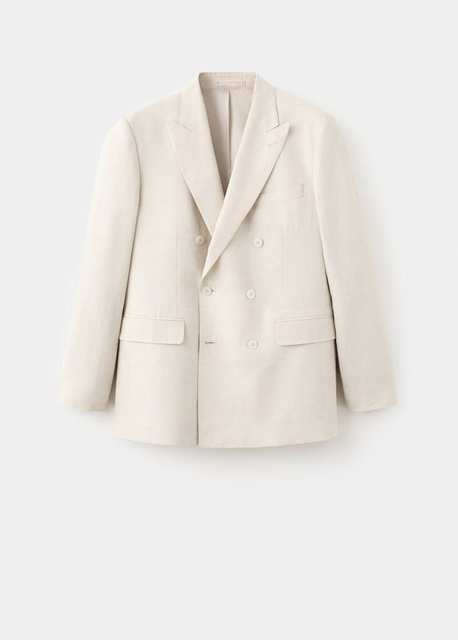 Amalfi 100% linen slim-fit double-breasted suit jacket