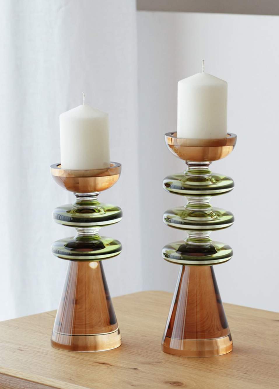 Brown Green Glass Candle Holder — Product image 3 of 6
