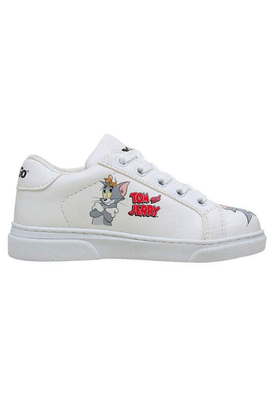 Unisex Kids Vegan Leather White Sneakers - Warner Bros Together-and-Apart Design — Product image 4 of 5