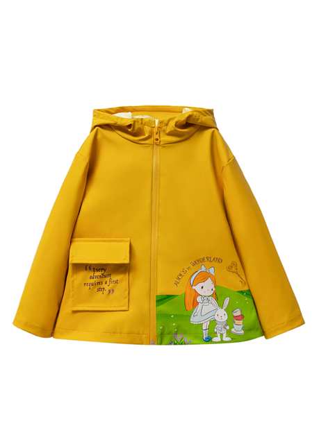 Alice In Wonderland Printed Rubber Waterproof Cotton Lining Girl Children Raincoat